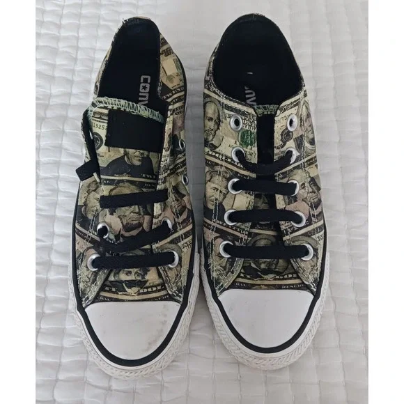 Converse Unisex Sz. 4 MEN 6 WOMEN Chuck Taylor All Star Cash Money Print Canvas - Picture 1 of 6